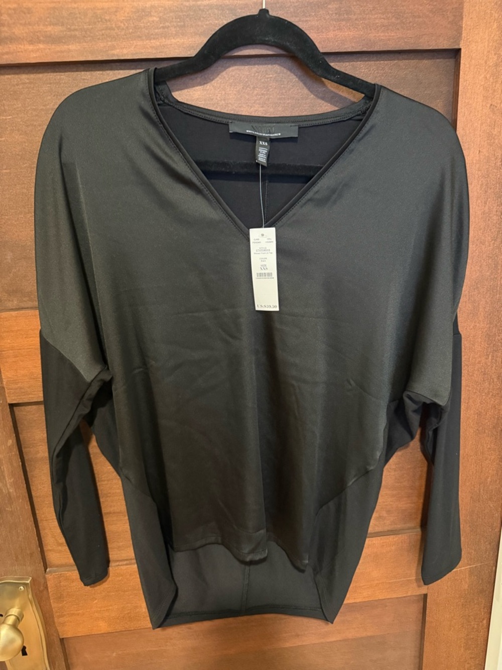 White House Black Market Black V-Neck Dolman Sleeve Tunic